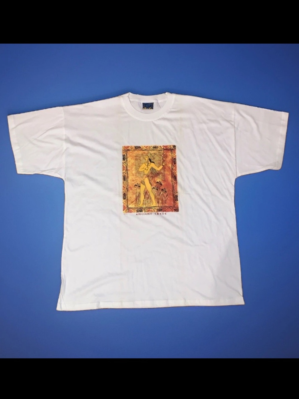 vintage-style Minoan "Prince of the Lilies" graphic White t-shirt Size XXL